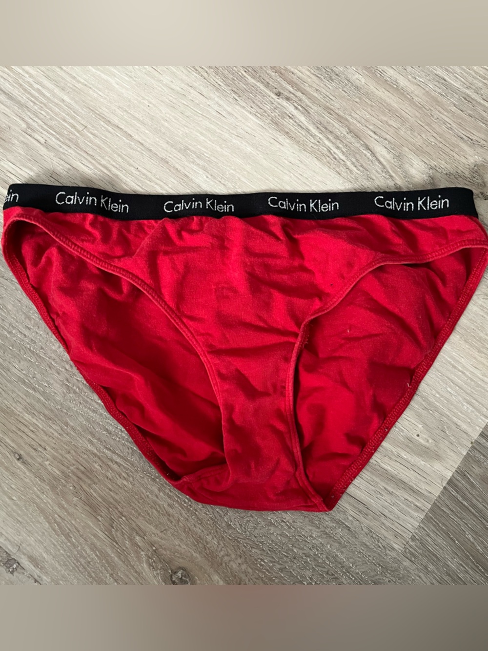 Calvin Klein Red Bikini Brief with Black Logo Waistband